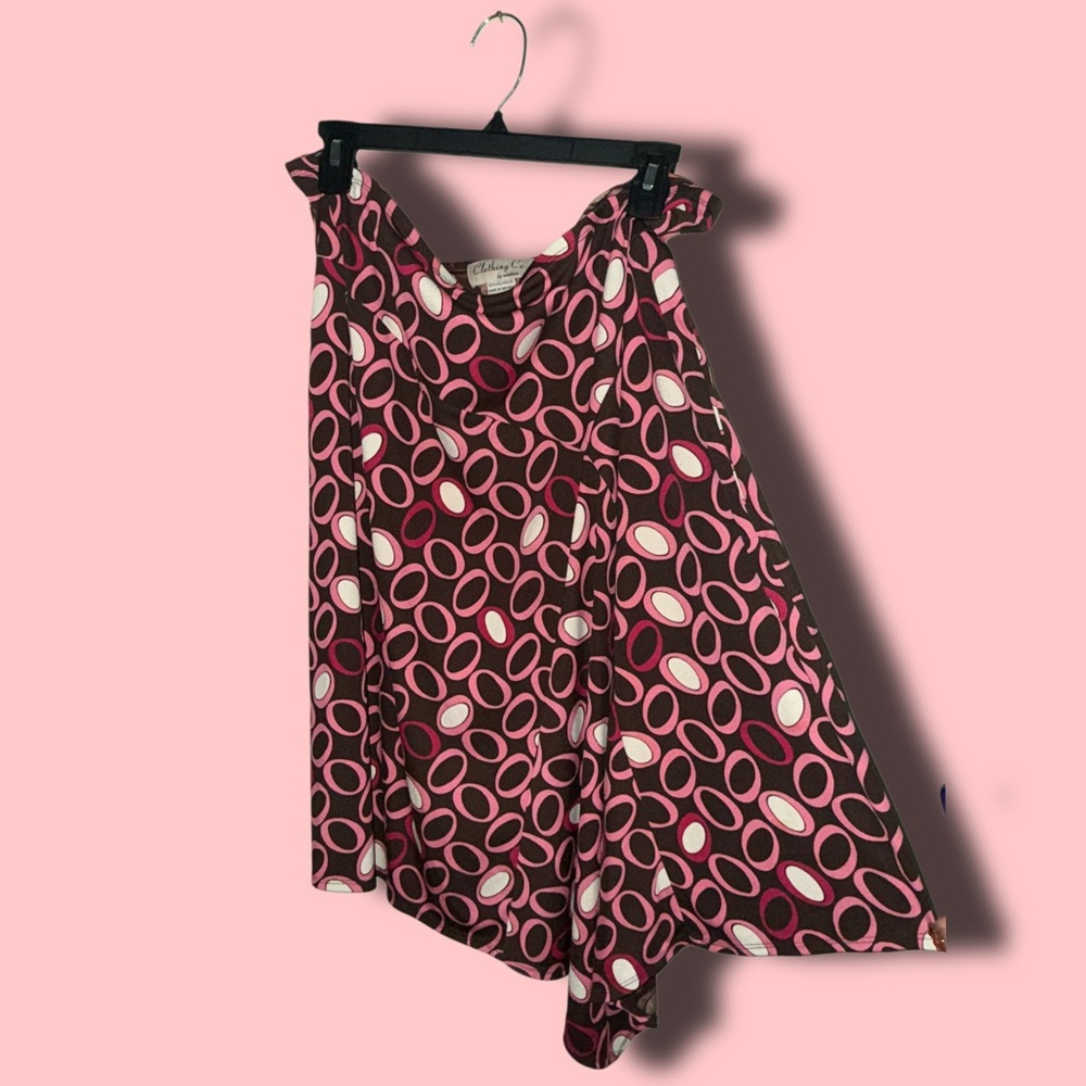 Notations Pink and Brown Geometric MIDI Skirt